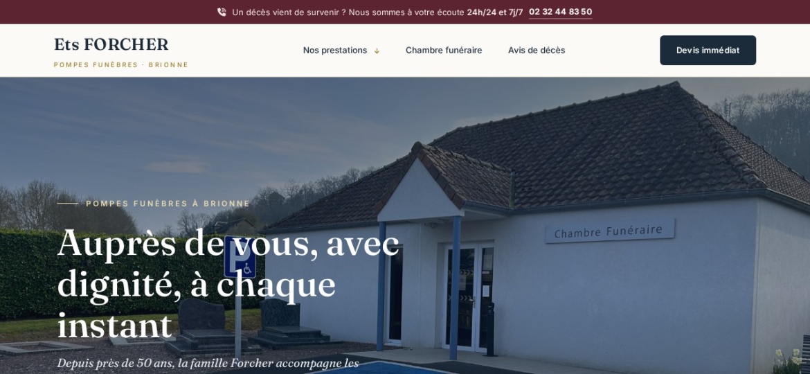 Aperçu du site Pompes Funebres Forcher
