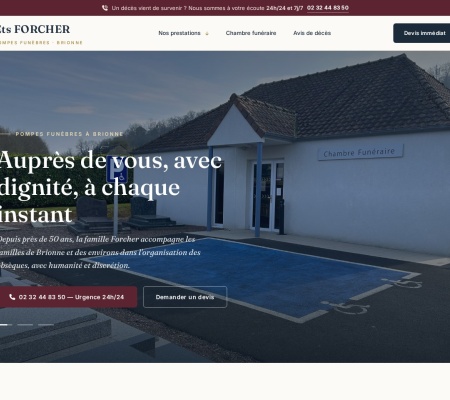 Aperçu du site Pompes Funebres Forcher